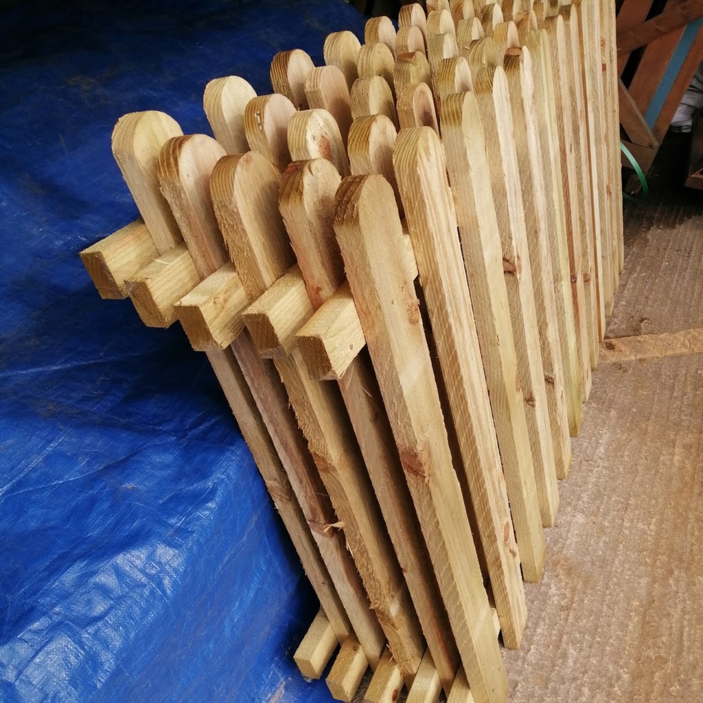 Picket Panels & Gates - Round Topped  Treated Green