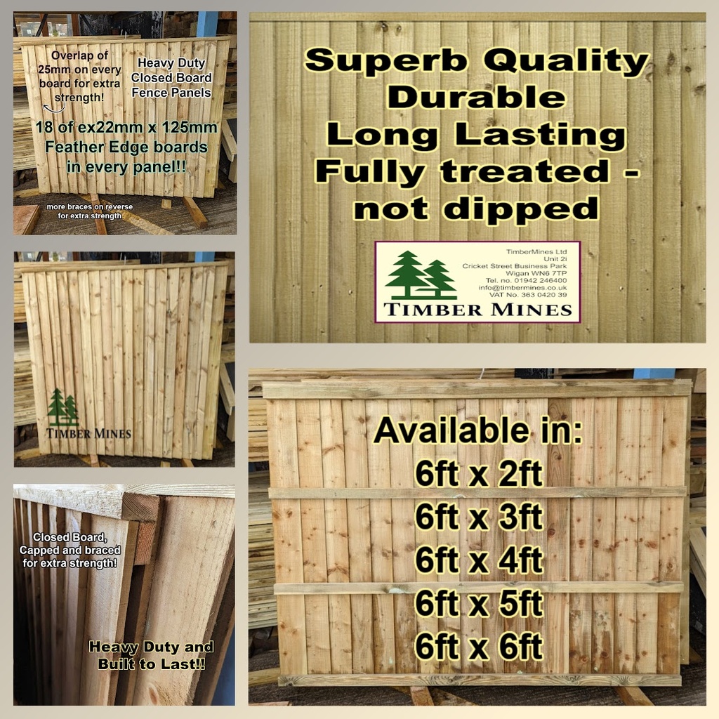 Fence Panels - Closedboard Treated Green