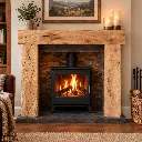 Cosy Oak Mantel Fireplace Vignette.webp