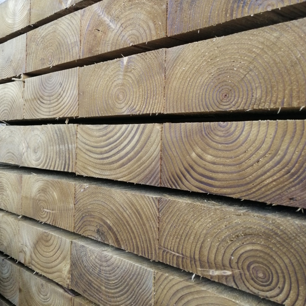 Softwood Sleepers 100mmx200mm (fin size 95mmx195mm) Treated Green