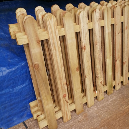 Picket Panels & Gates - Round Topped  Treated Green